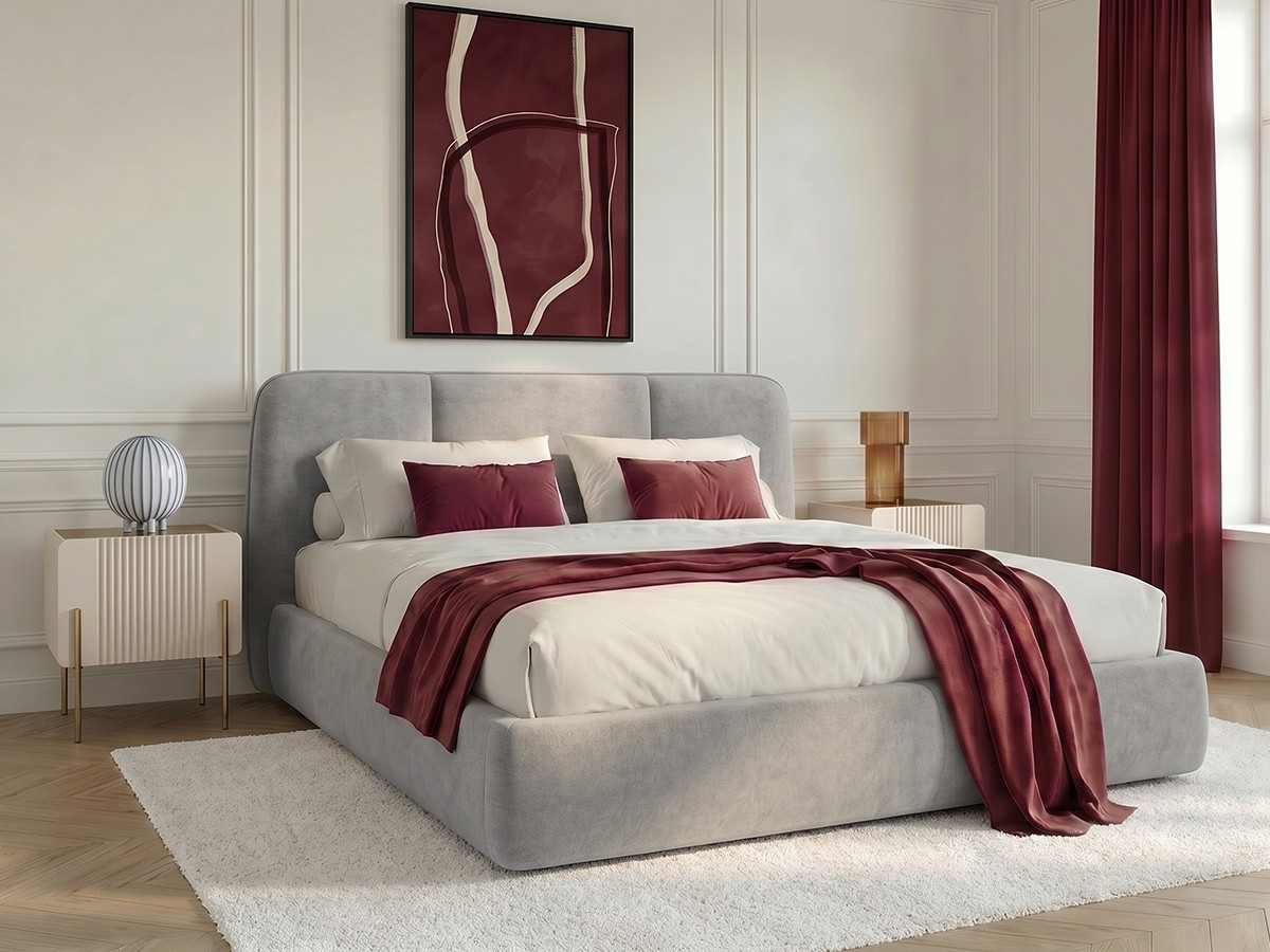Lit coffre MOONA velours lisse gris — vue 4
