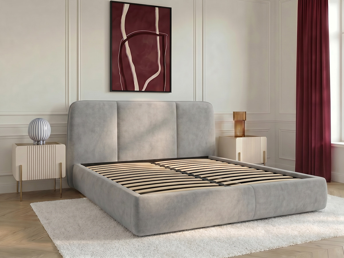 Elektrisch bed met opbergruimte MOONA in glad fluweel