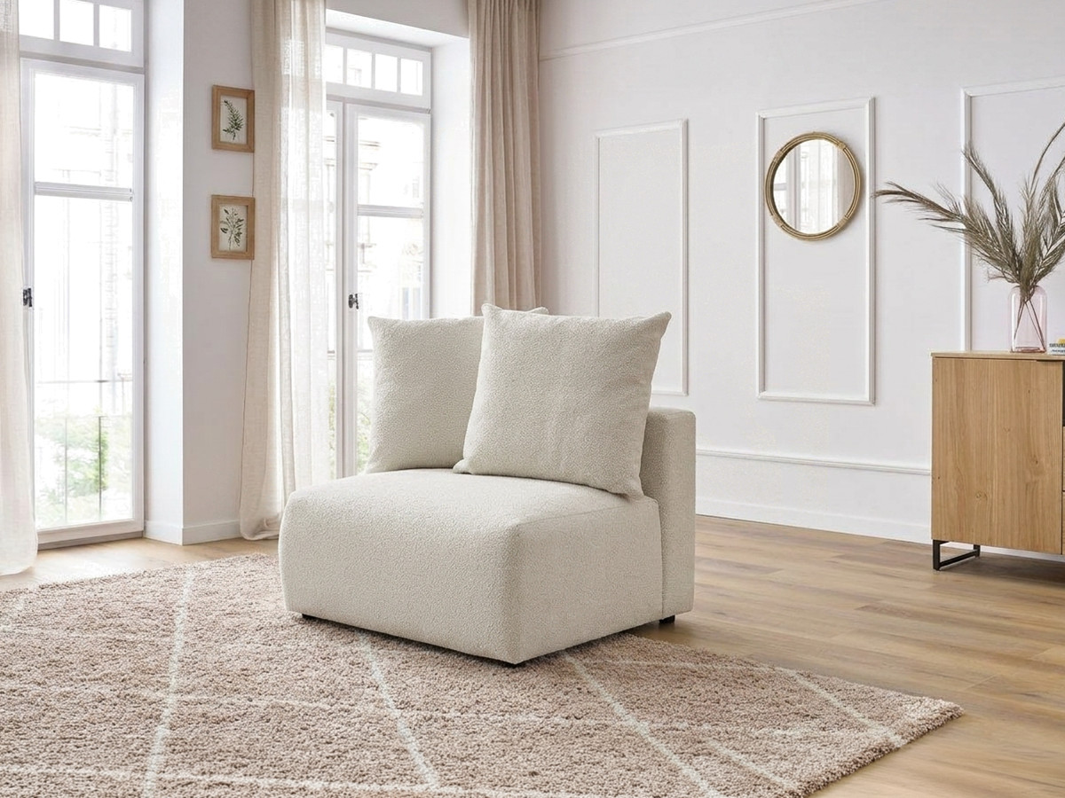 Chauffeuse 1 place sans accoudoir pour canapé modulable VOLTAIRE chiné blanc