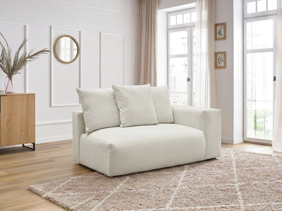 Chauffeuse 2 places avec accoudoir pour canapé modulable VOLTAIRE chiné blanc