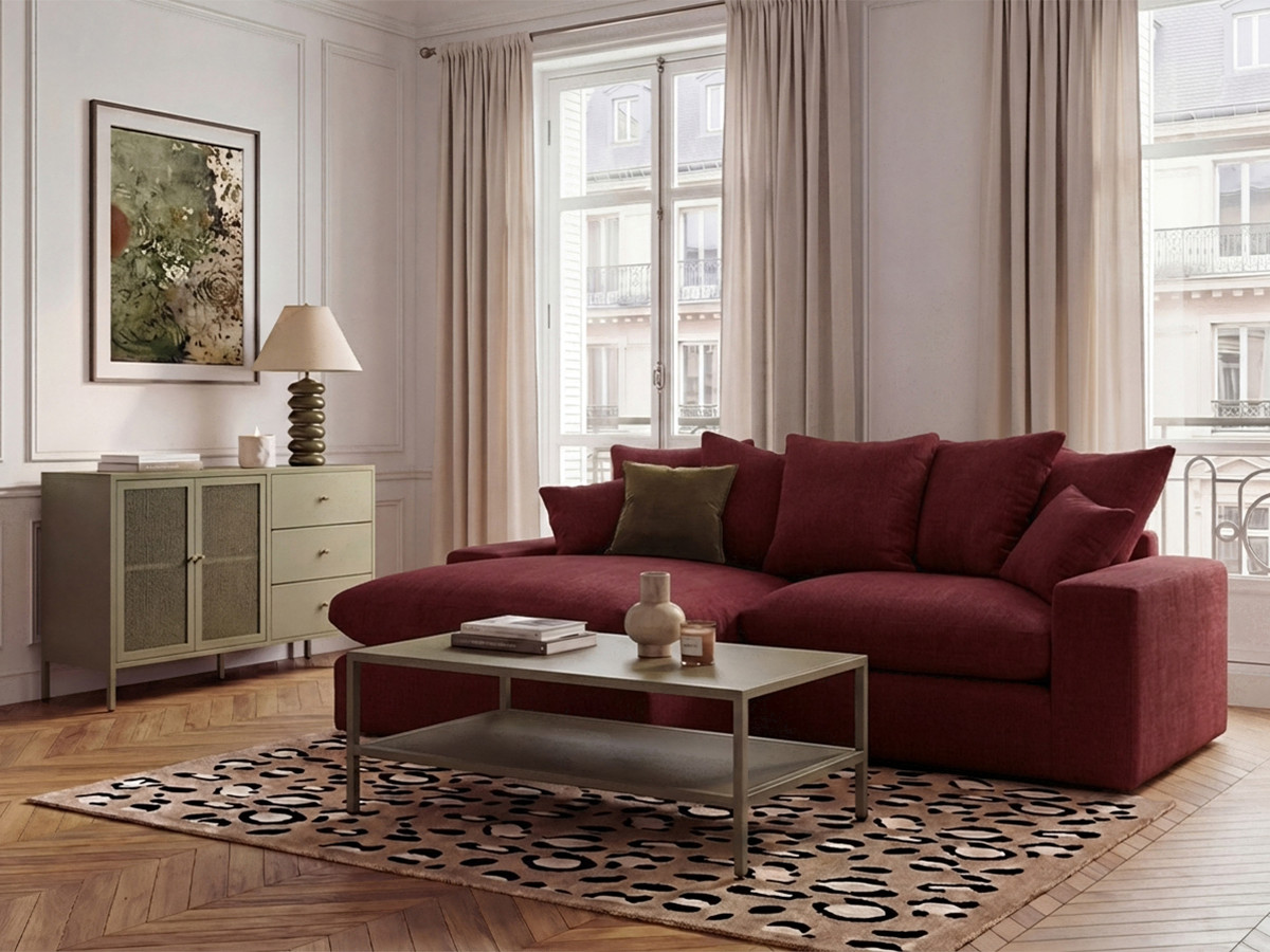 Canapé d'angle réversible compact NEVADA tissu lisse