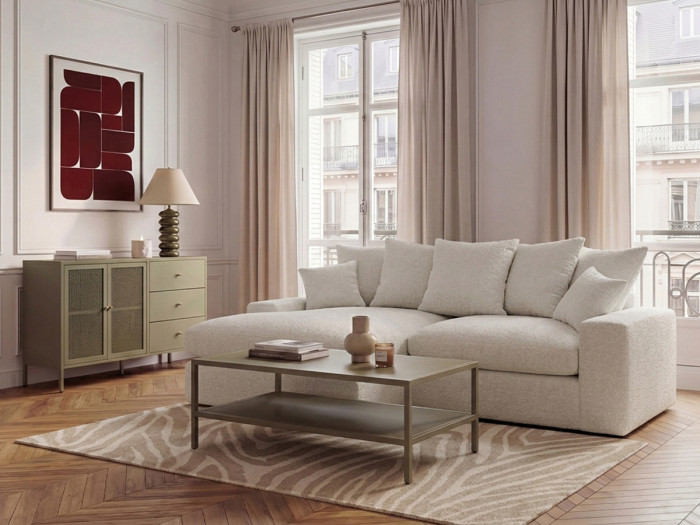 Canapé d'angle réversible compact NEVADA tissu lisse