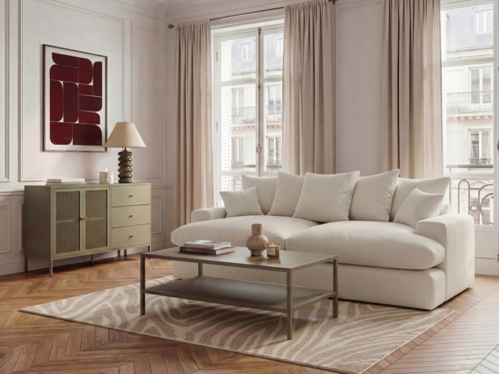 Canapé 3 places causeuse avec assise profonde NEVADA tissu lisse