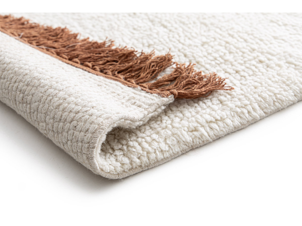 Tapis poils longs EDWIN uni à franges