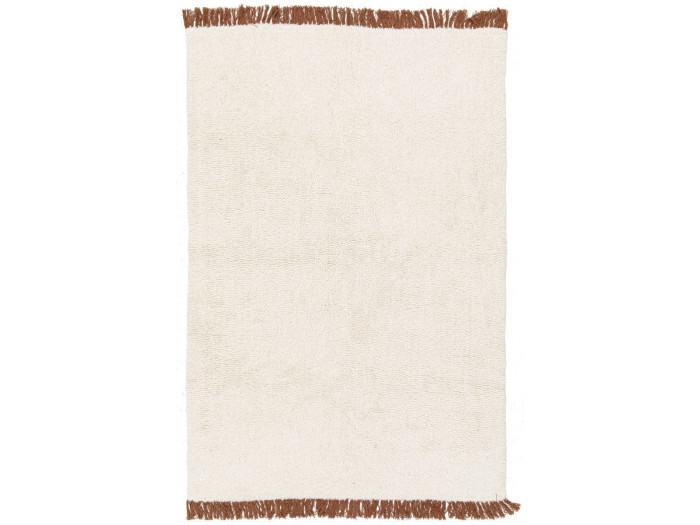 Tapis poils longs EDWIN uni à franges