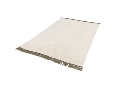 Tapis poils longs EDWIN uni à franges
