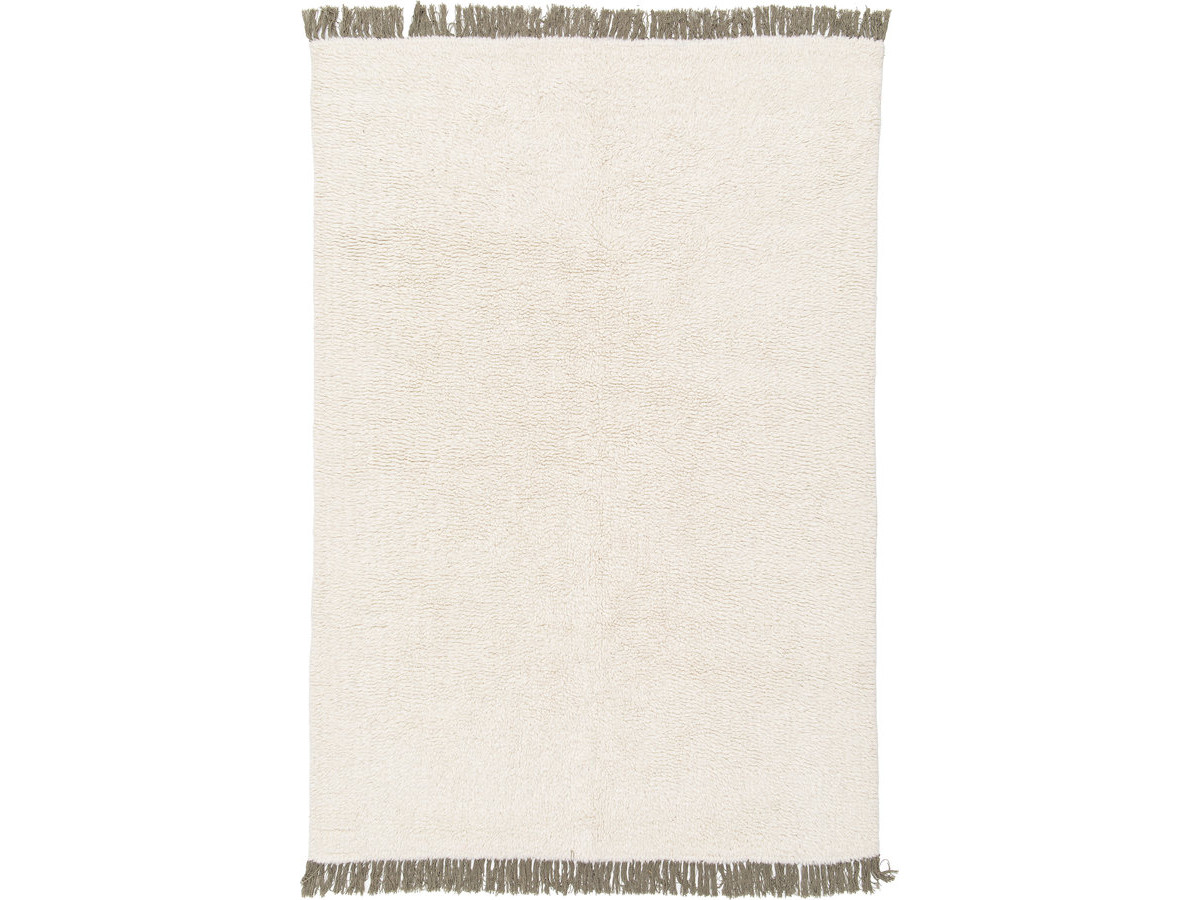 Tapis poils longs EDWIN uni à franges