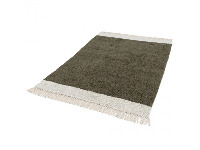 Tapis poils longs ALVIN uni à franges