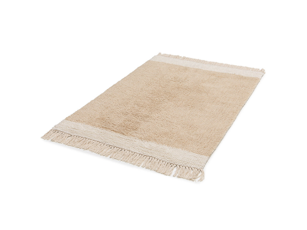 eenkleurig hoogpolig vloerkleed alvin met franjes gekleurd beige