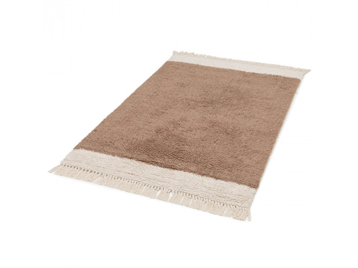 Tapis poils longs ALVIN uni à franges