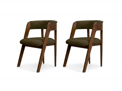 Lot de 2 chaises BASTIDE placage chêne massif et tissu bouclette