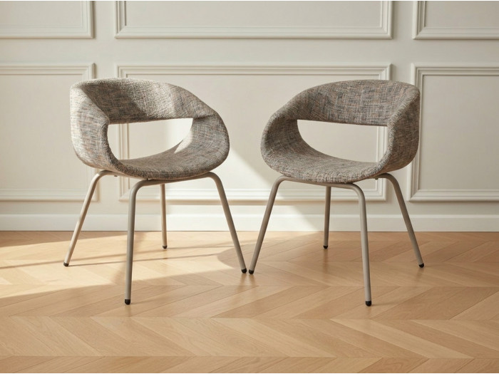 Lot de 2 chaises ISABELLE tissu texturé