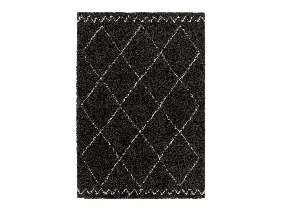 Tapis poils longs SIMON motifs graphiques noir