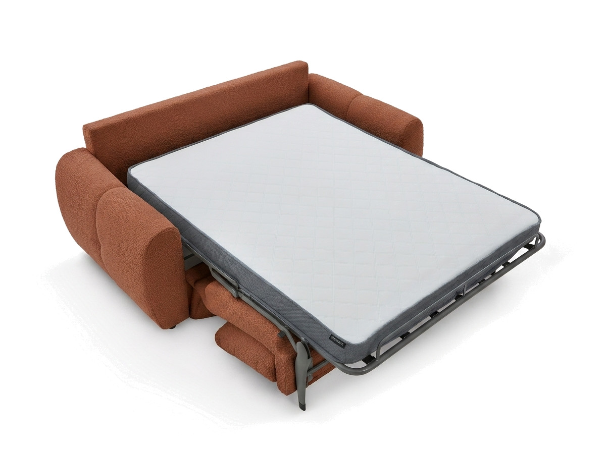 Sofa rozkładana z systemem włoskim 3-osobowa FUJI tkanina bukla