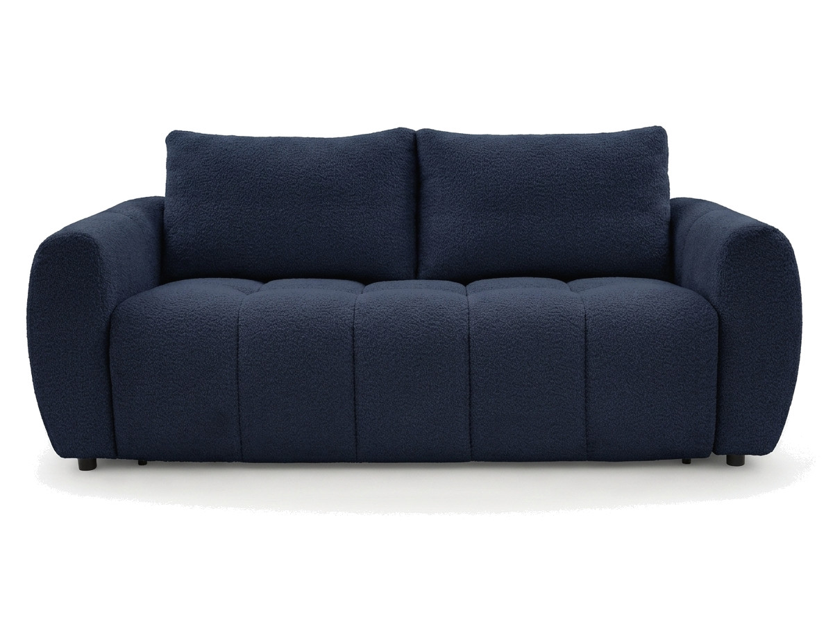 Canapé droit convertible 3 places FUJI bouclette bleu foncé — vue 3
