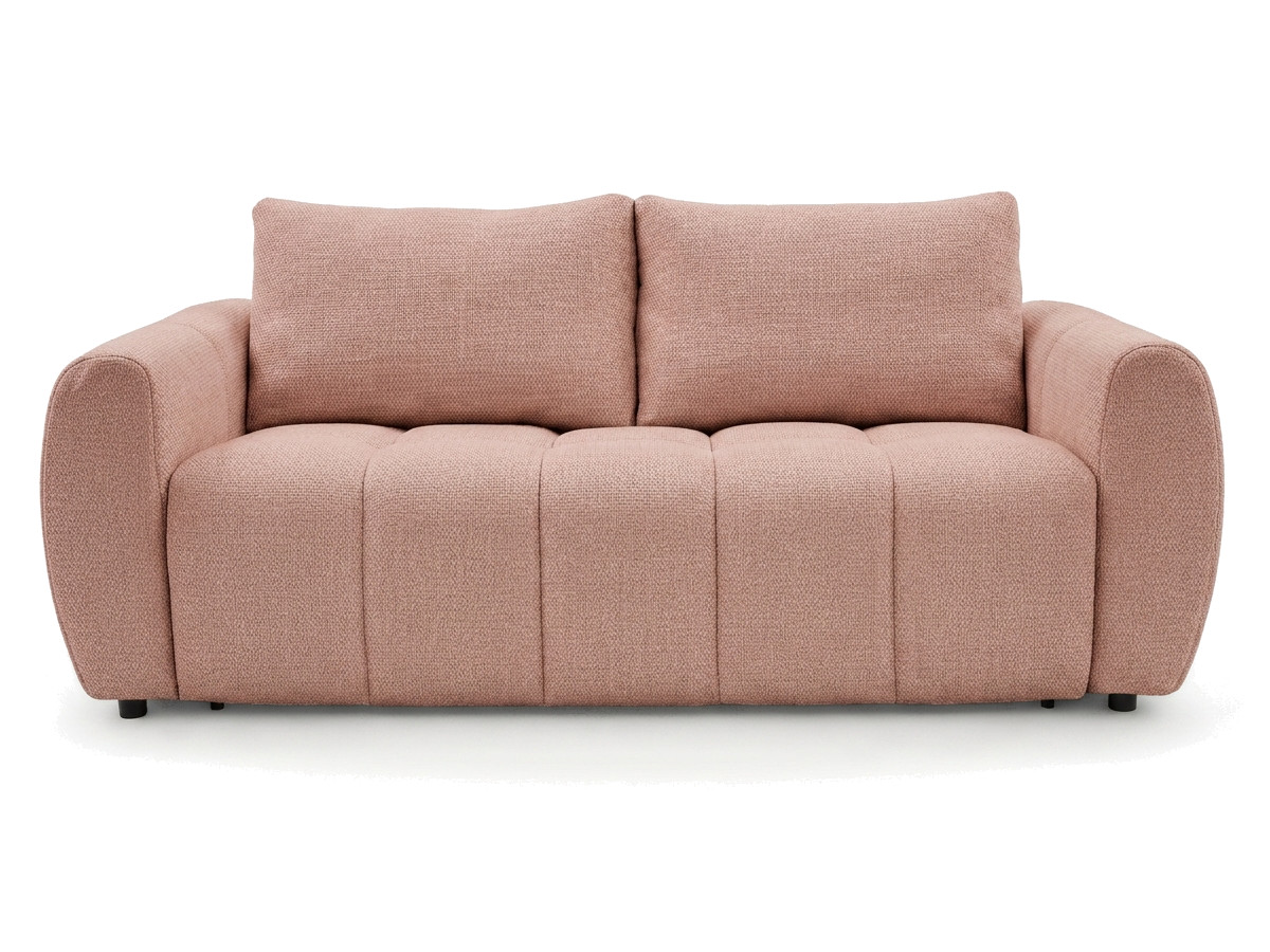 canapé droit convertible ouverture express 3 places fuji  tissu chiné de couleur rose