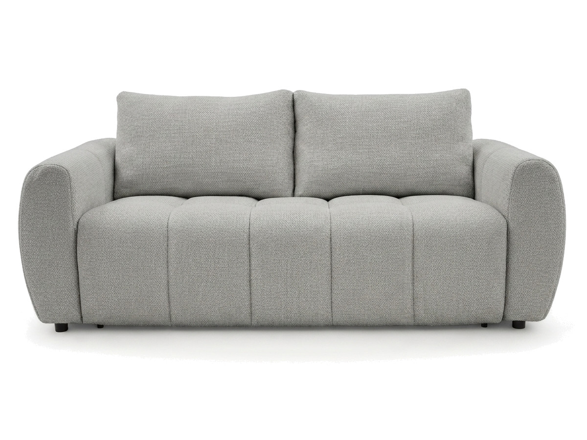 canapé droit convertible ouverture express 3 places fuji  tissu chiné de couleur gris clair