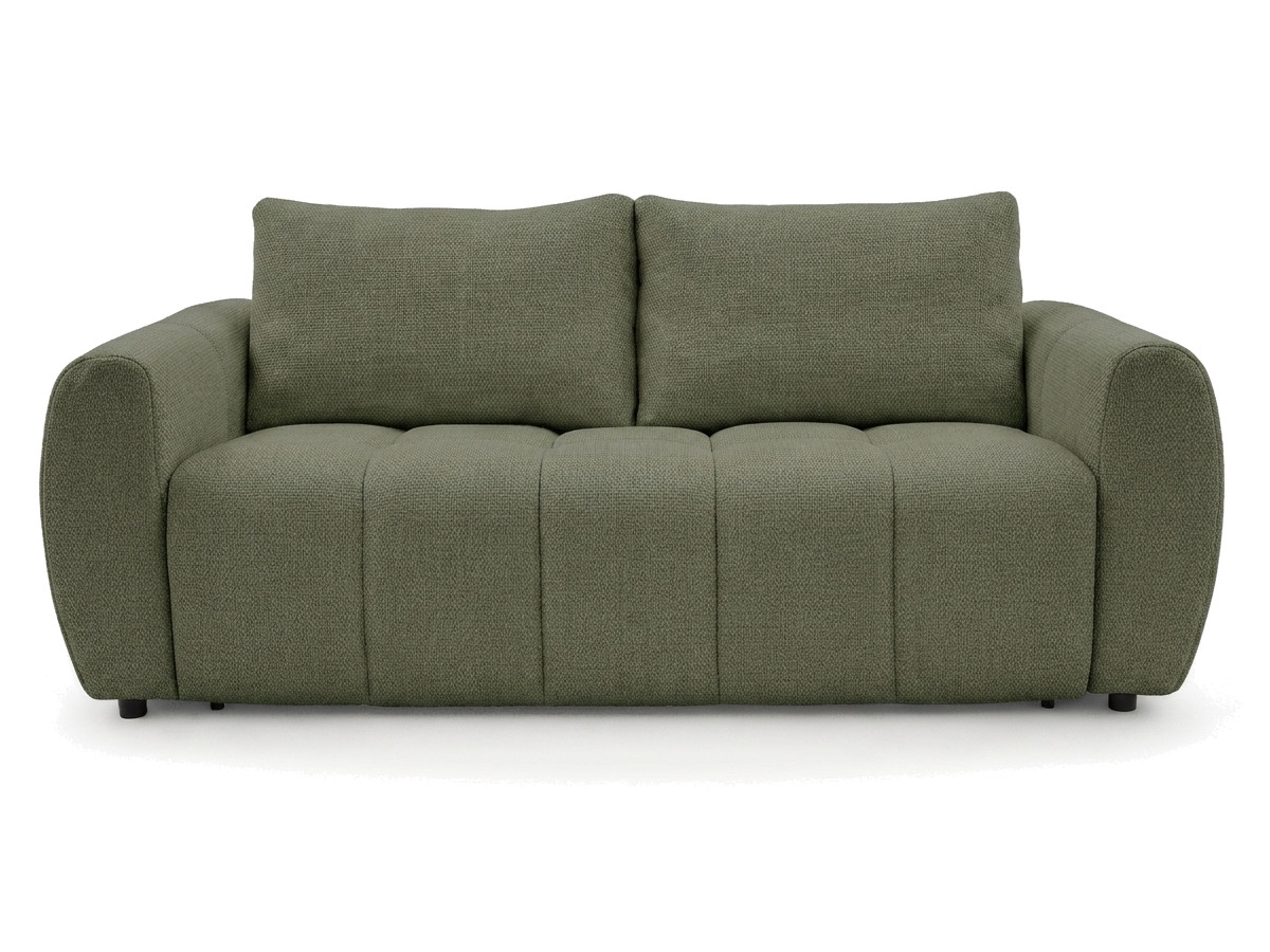 canapé droit convertible ouverture express 3 places fuji  tissu chiné de couleur vert