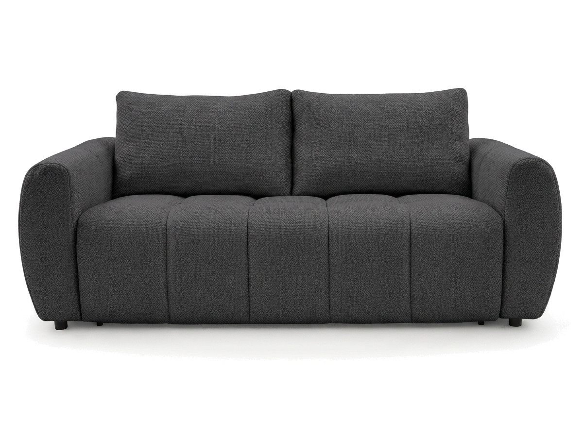 canapé droit convertible ouverture express 3 places fuji  tissu chiné de couleur gris foncé