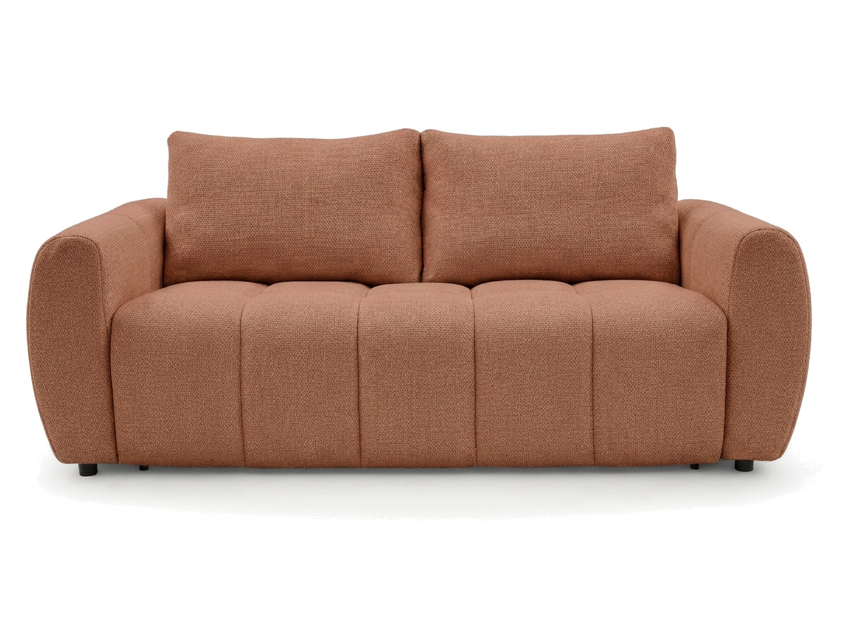 canapé droit convertible ouverture express 3 places fuji  tissu chiné de couleur orange