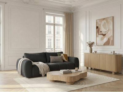 Canapé droit convertible ouverture express 3 places FUJI tissu chiné