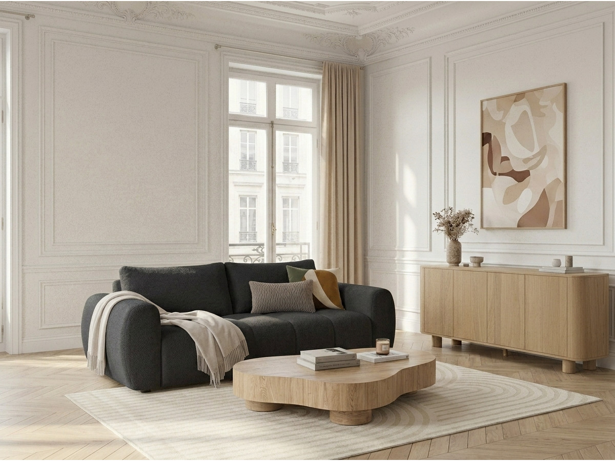 Sofa rozkładana z systemem włoskim 3-osobowa FUJI gładka tkanina