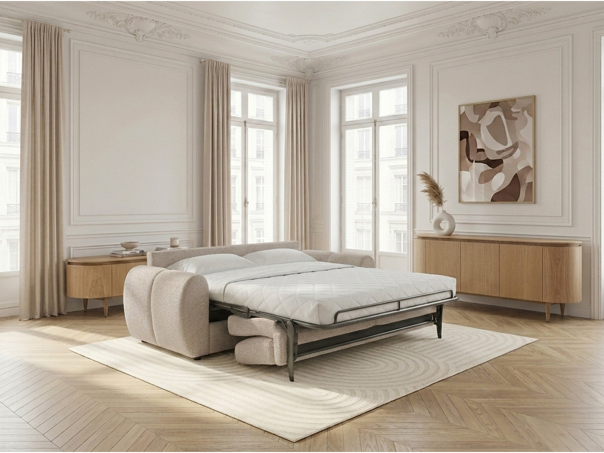 Canapé droit convertible 3 places FUJI chiné beige — vue 5