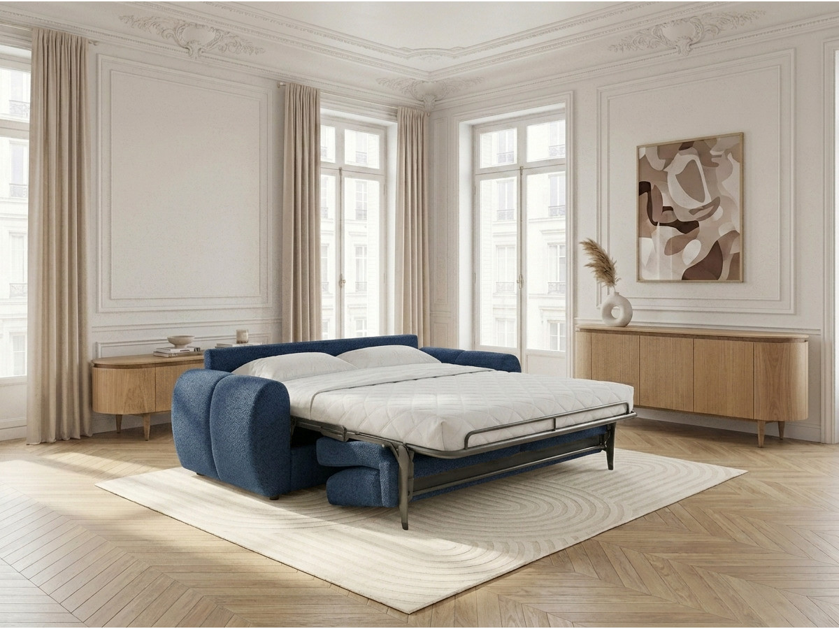 Canapé droit convertible 3 places FUJI chiné bleu foncé — vue 5