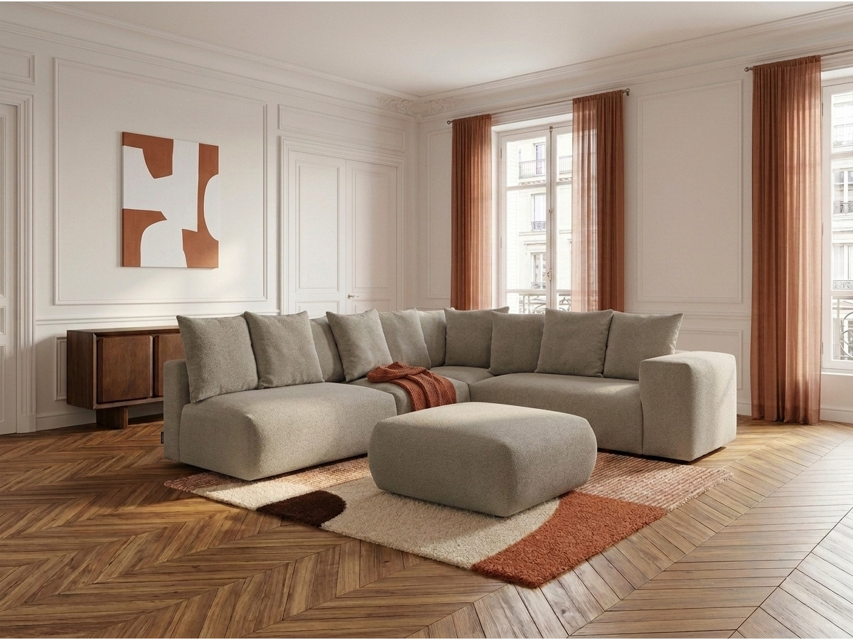 Canapé d'angle modulable VOLTAIRE taupe