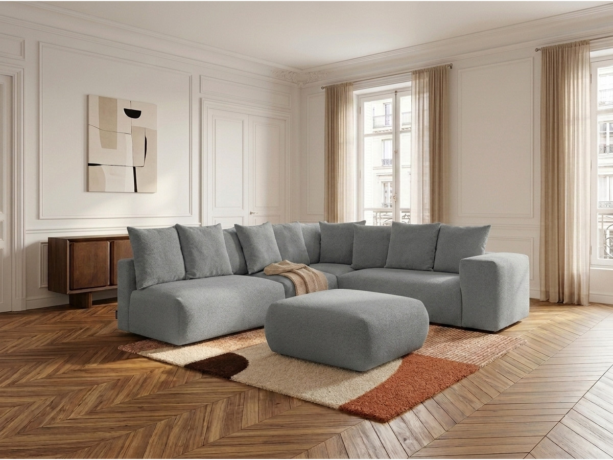 Canapé d'angle modulable VOLTAIRE gris foncé