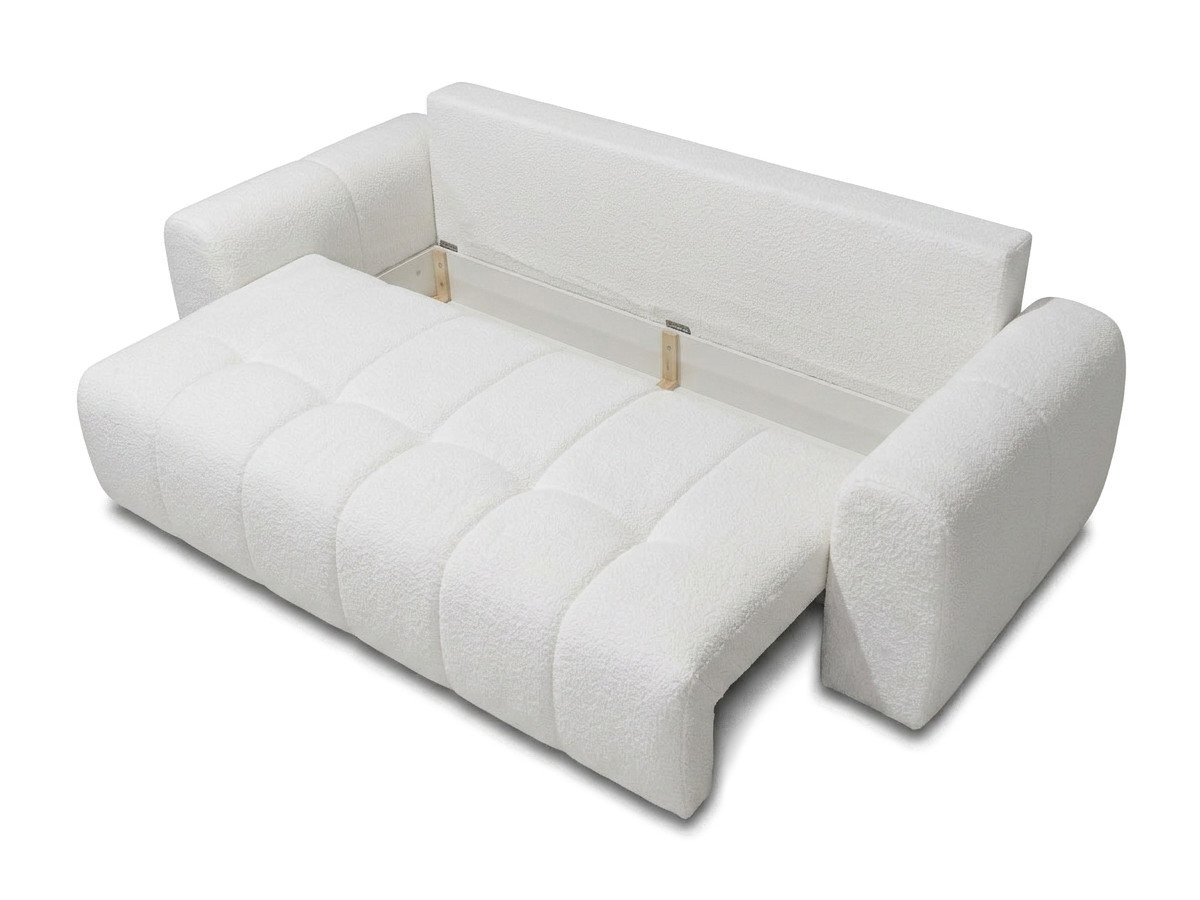 Sofa prosta 3-osobowa rozkładana ROXELANE tkanina bouclé
