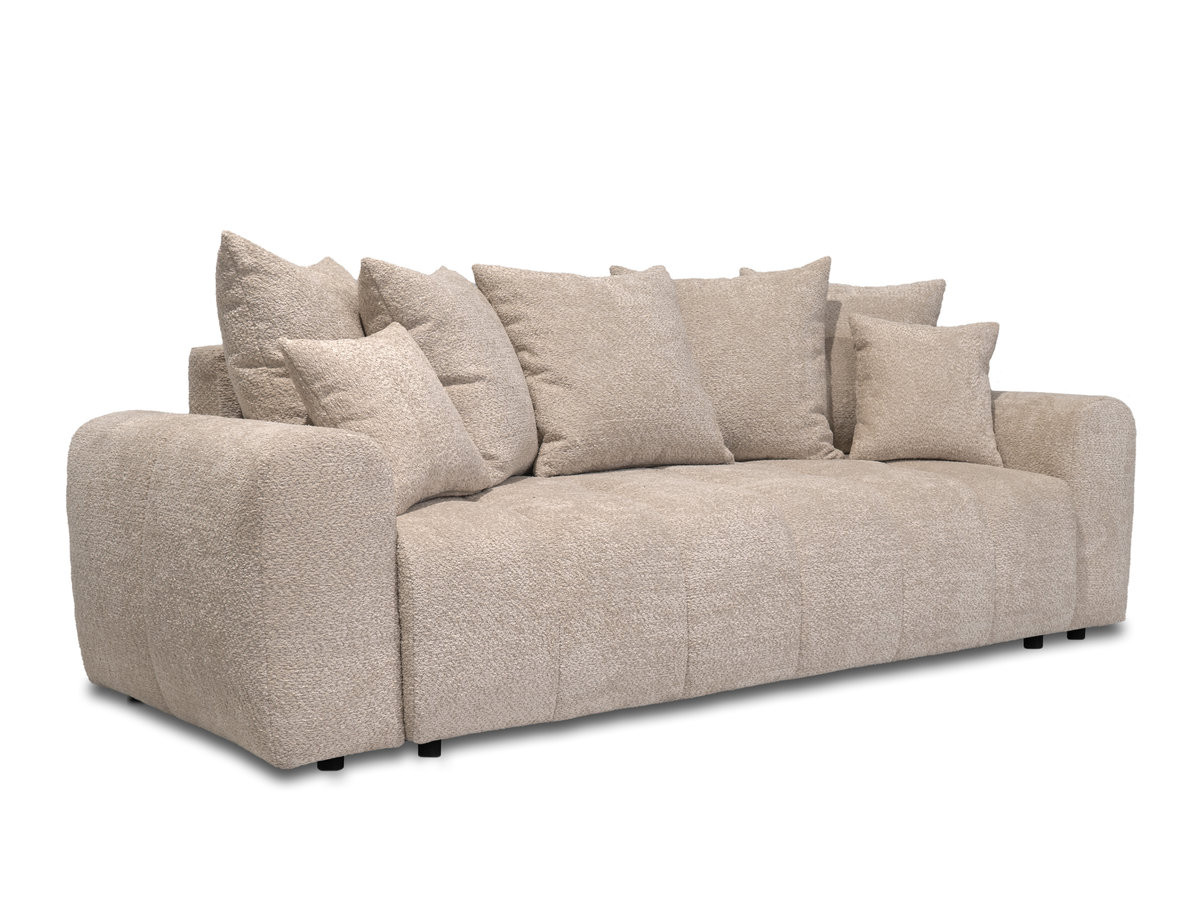 Canapé droit 3 places convertible ROXELANE bouclette beige — vue 6