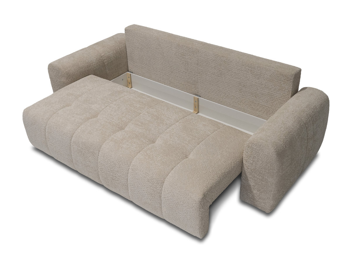 Sofa prosta 3-osobowa rozkładana ROXELANE tkanina bouclé