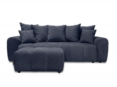 Canapé droit 3 places convertible ROXELANE tissu bouclette avec pouf