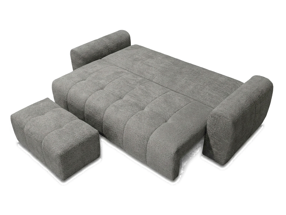 Canapé droit 3 places convertible ROXELANE bouclette avec pouf gris foncé — vue 5