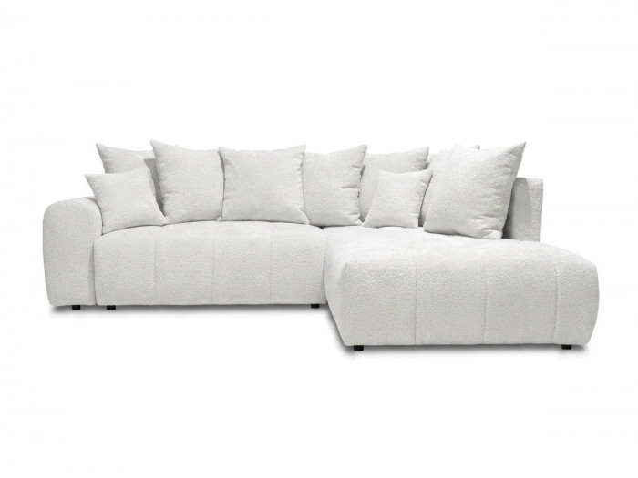 Canapé d'angle L convertible coffre ROXELANE tissu bouclette