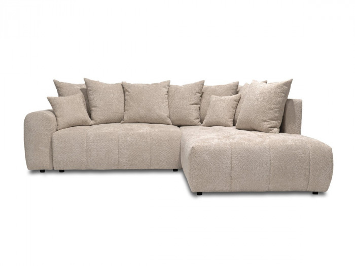 Canapé d'angle L convertible coffre ROXELANE tissu bouclette