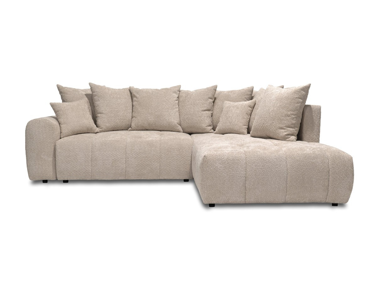 Canapé d'angle L convertible coffre ROXELANE tissu bouclette