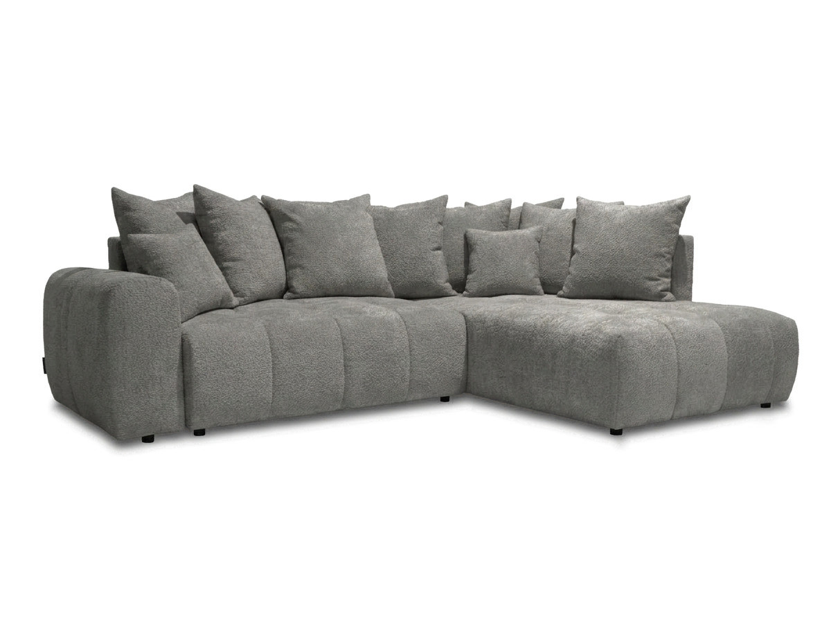 Canapé d'angle L convertible coffre ROXELANE bouclette gris foncé — vue 6