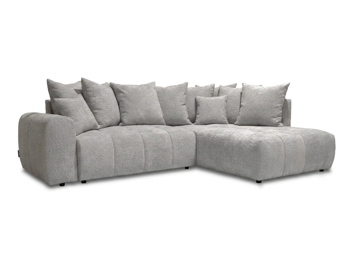 Canapé d'angle L convertible coffre ROXELANE bouclette gris clair — vue 6