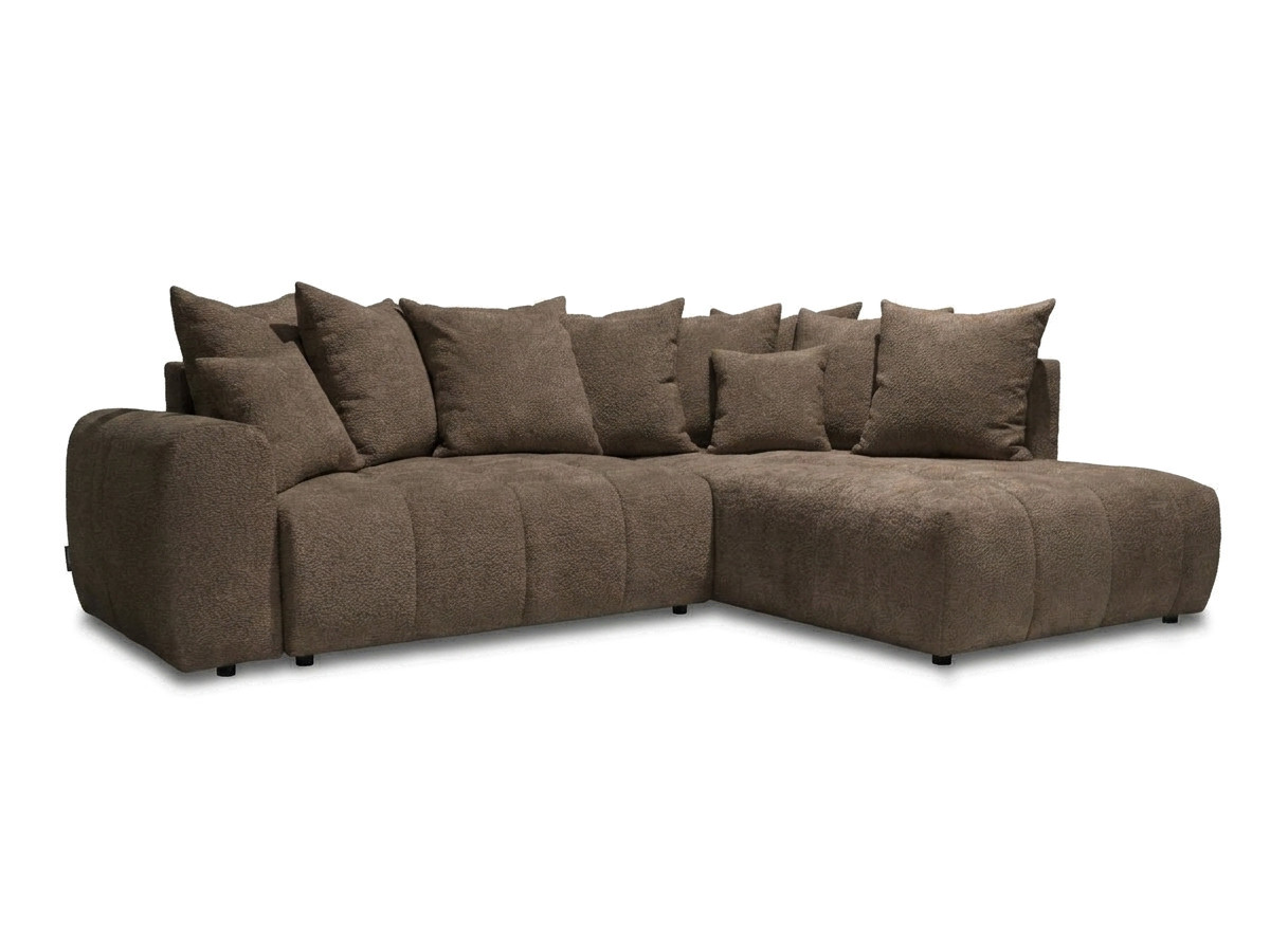 Canapé d'angle L convertible coffre ROXELANE bouclette marron — vue 6