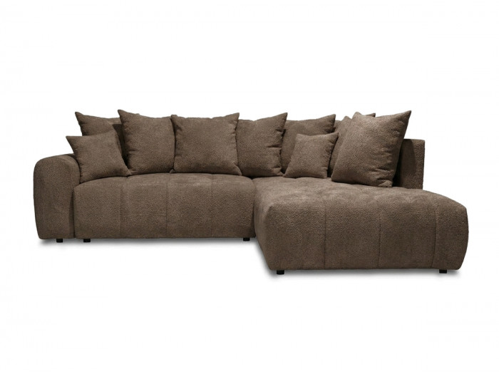 Canapé d'angle L convertible coffre ROXELANE tissu bouclette