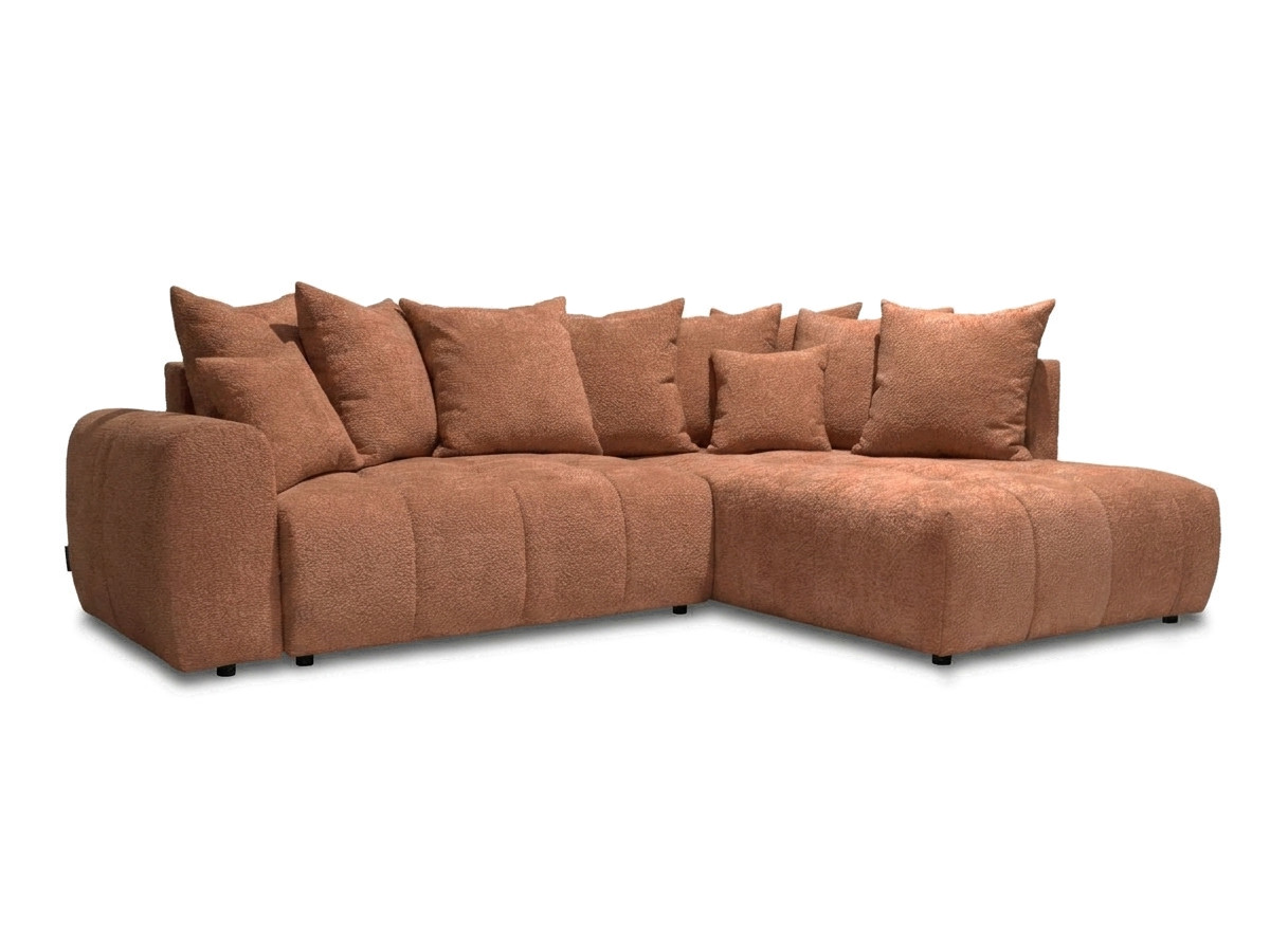 Canapé d'angle L convertible coffre ROXELANE bouclette orange — vue 6