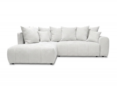 Canapé d'angle L convertible coffre ROXELANE tissu bouclette