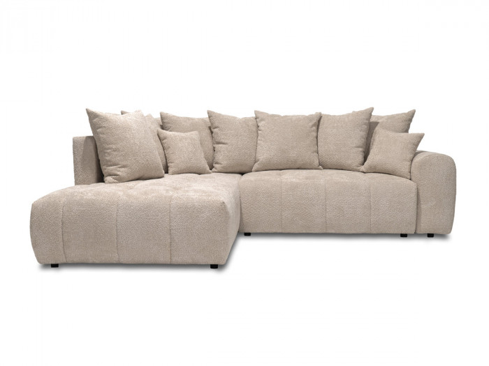 Canapé d'angle L convertible coffre ROXELANE tissu bouclette