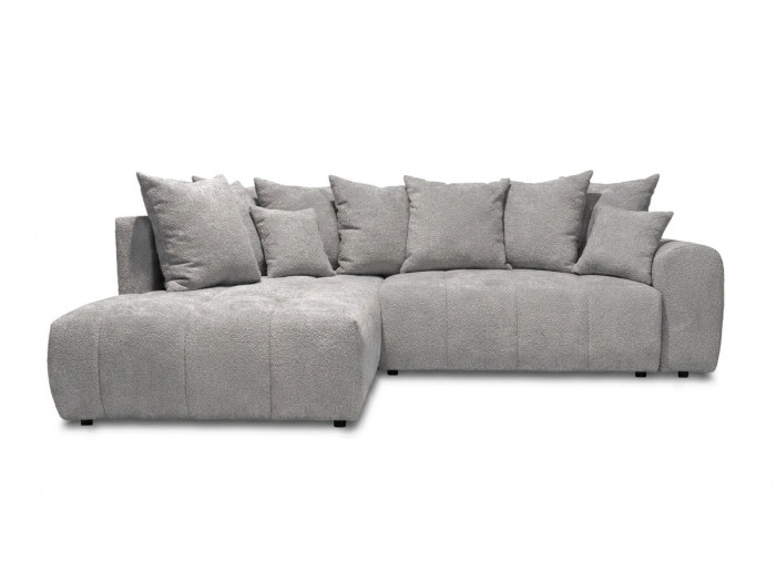 Canapé d'angle L convertible coffre ROXELANE tissu bouclette