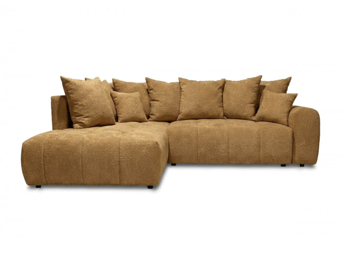 Canapé d'angle L convertible coffre ROXELANE tissu bouclette