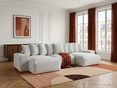 Canapé panoramique convertible coffre VOLTAIRE tissu chiné