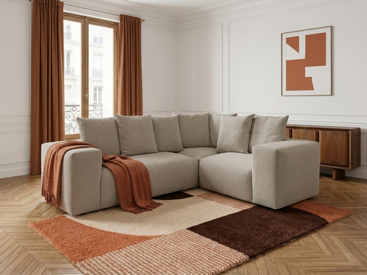 Canapé d'angle modulable VOLTAIRE chiné taupe