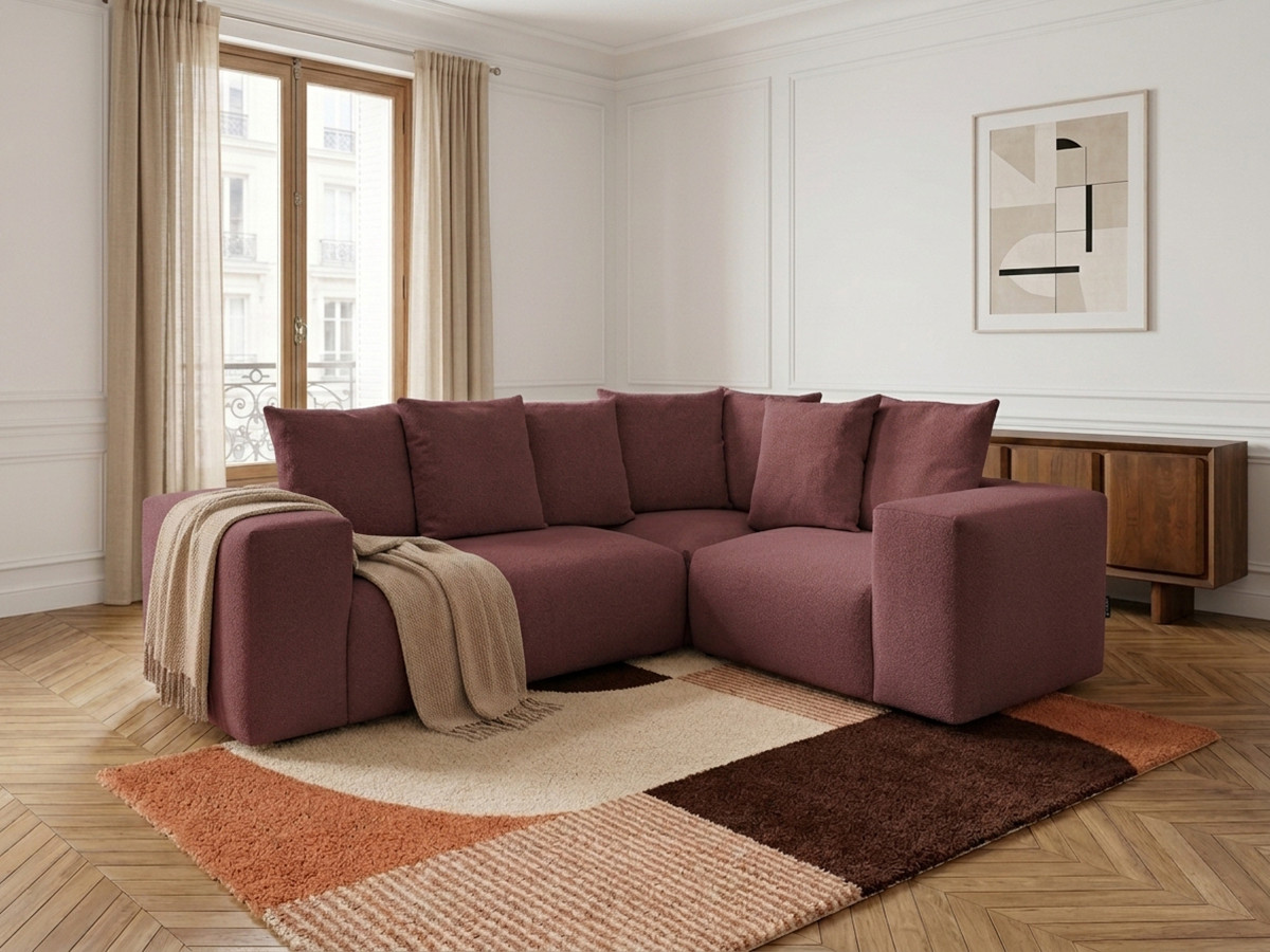 Canapé d'angle modulable VOLTAIRE chiné rouge
